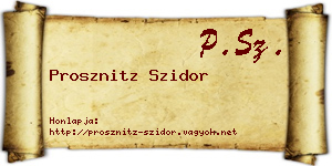 Prosznitz Szidor névjegykártya